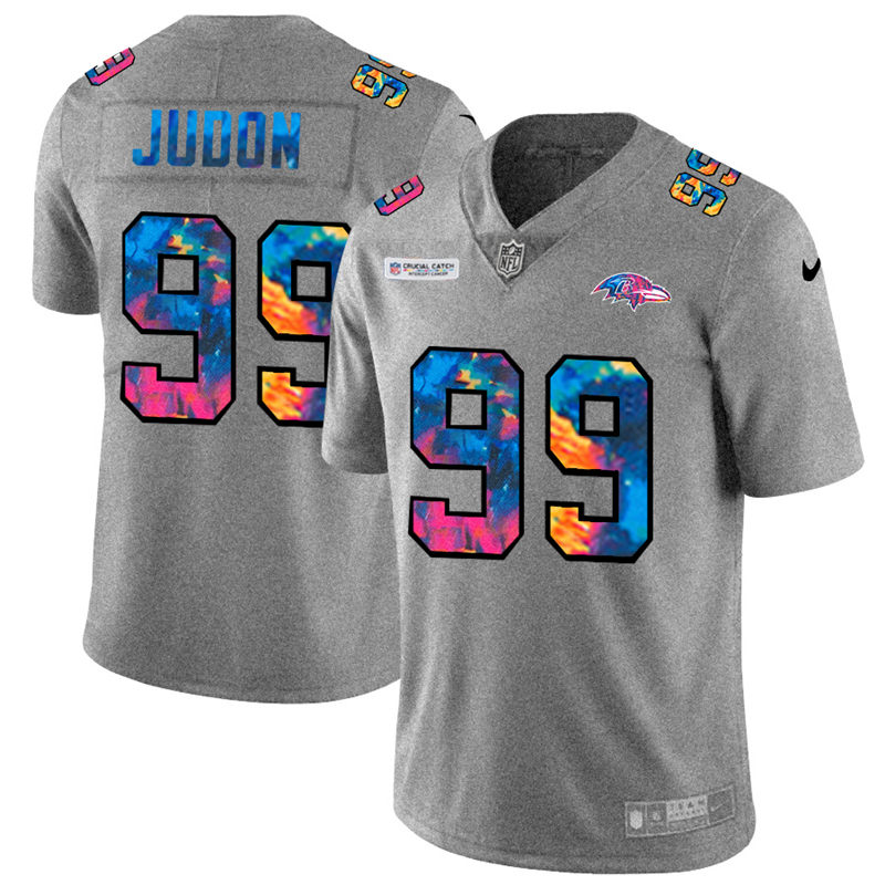 NFL Baltimore Ravens #99 Matthew Judon Men Nike MultiColor 2020  Crucial Catch  Jersey Grey->cleveland indians->MLB Jersey